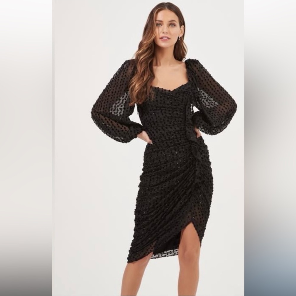 Black Ruched Midi Dress ASTR the Label